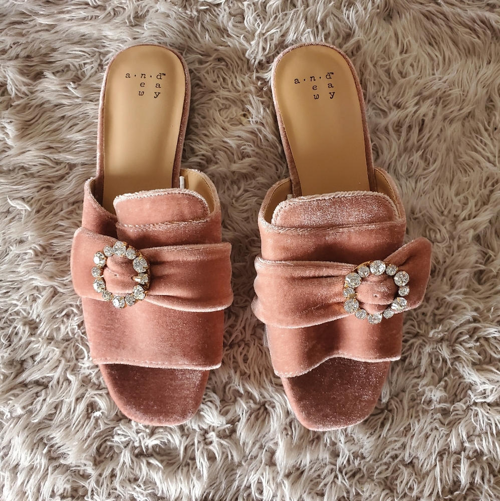 Pink Velvet Mules NWOT